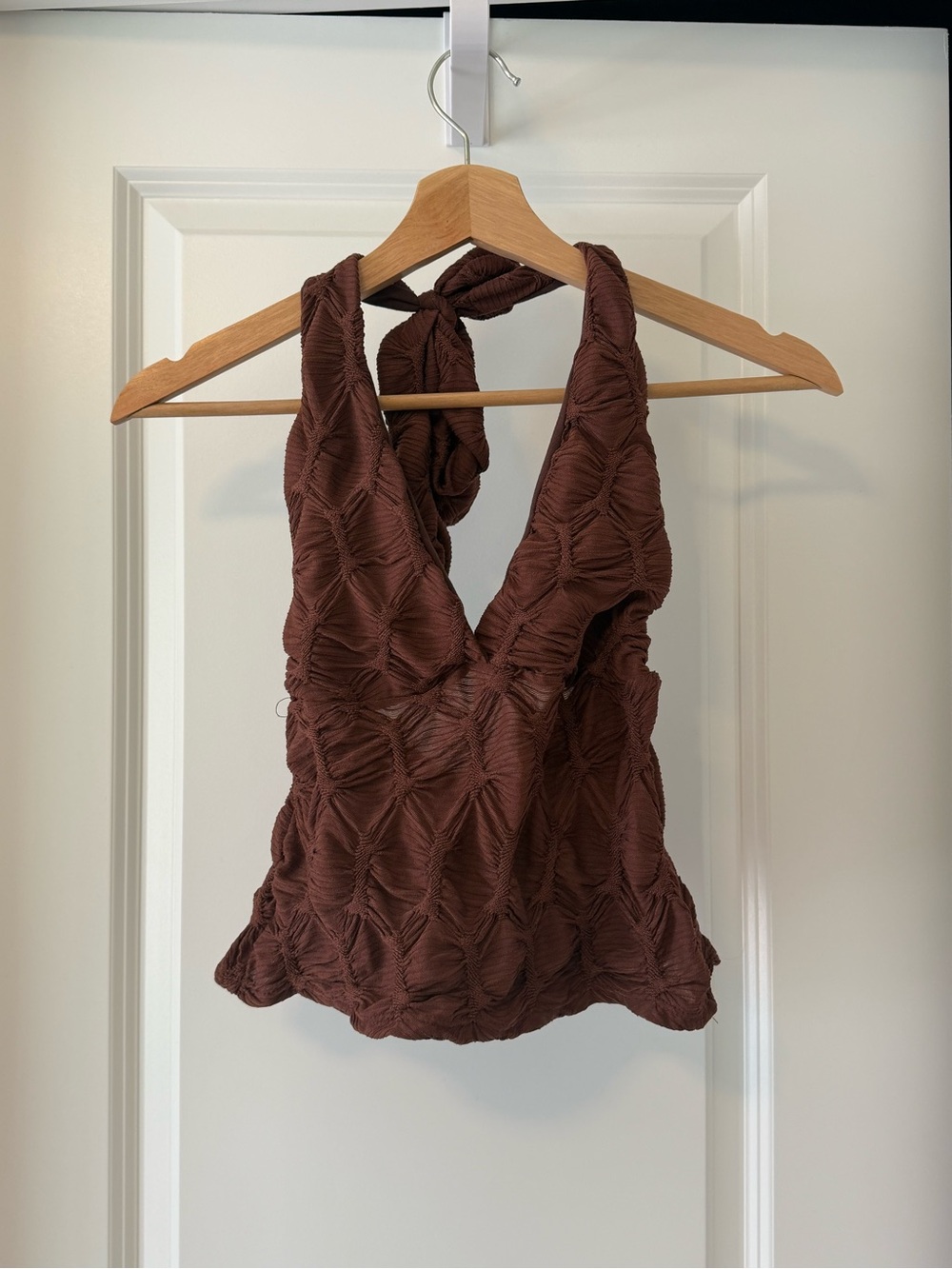 See You Monday Brown Textured Halter Camisole